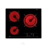 Стъклокерамичен плот с 3 готварски зони, прави краища